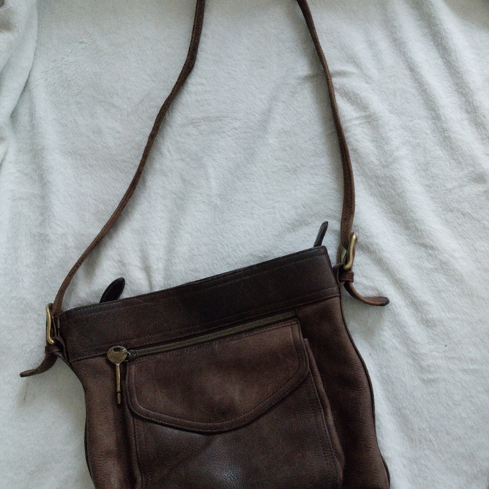 Vintage Fossil Brown Leather Crossbody Purse